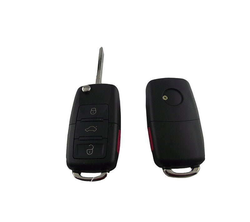  [AUSTRALIA] - KEMANI Uncut blade Flip Remote Key Case For VW Volkswagen Jetta beetle 4 Buttons Keyless Fob Case No Chips Inside