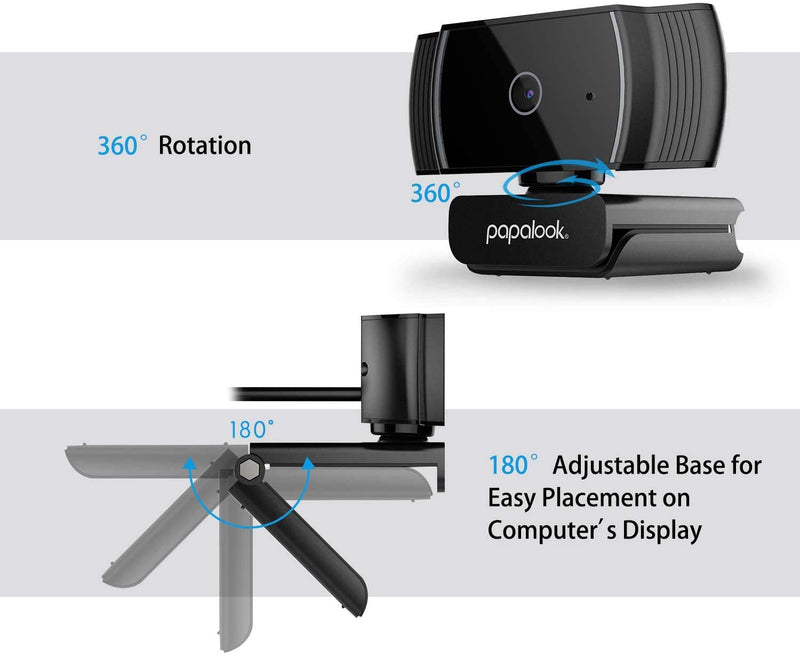  [AUSTRALIA] - PAPALOOK AF925 1080p Autofocus Webcam with Microphone, Full HD Video Calling and Conferencing, Plug and Play, Works with Skype, Zoom, FaceTime, Hangouts, PC/Laptop/MacBook/Tablet