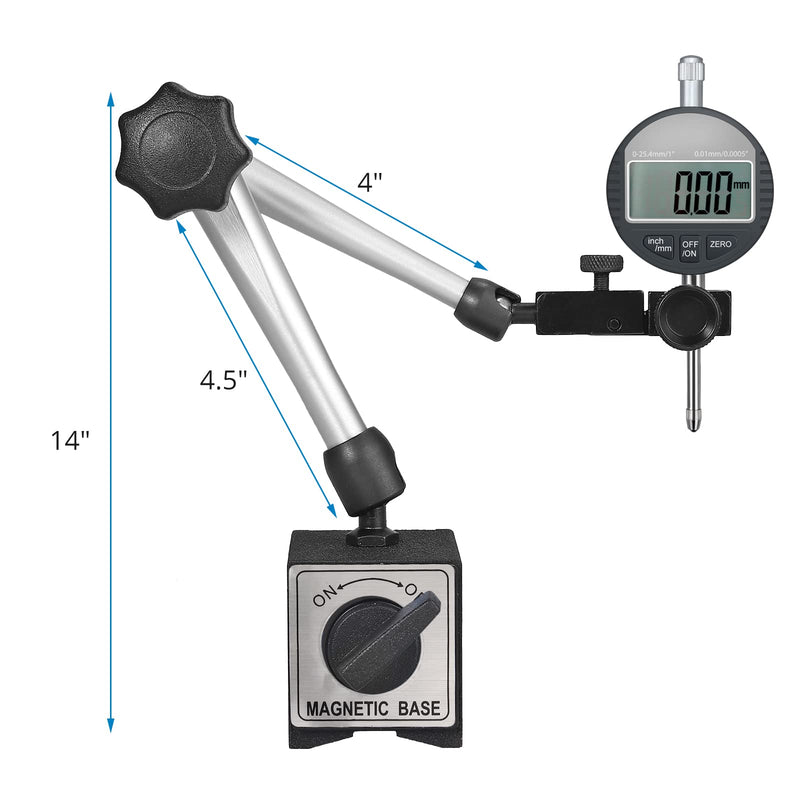  [AUSTRALIA] - AUTOUTLET Magnetic Stand Holder for Dial Indicator, Strong Magnetic Stand Base Holder, 176lbs/80kg Maximum Pulling Force, Universal Flexible Magnetic Holder for Dial Indicator Measuring Tool Magnetic Base