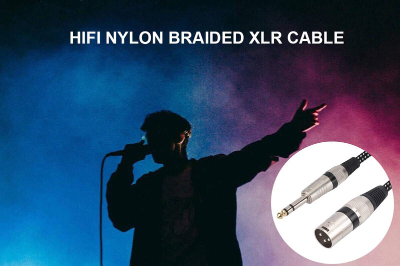  [AUSTRALIA] - XLR Male to 1/4 Inch TRS Cable 6 FT, Nylong Braided XLR 3 Pin Male to Quarter inch 6.35mm TRS Male Balanced Interconnect Wire Mic Cord (Pure Copper Conductors) 6FT