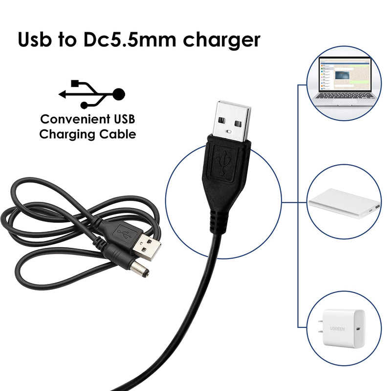  [AUSTRALIA] - Onite 2pcs USB to DC 5.5x2.1mm Power Cable, 20AWG 3.3ft Barrel Jack Center Pin Positive Charger Cord for Led and Peripheral Products, Toys, Small Household Appliances (Data Transfer is Not Supported)