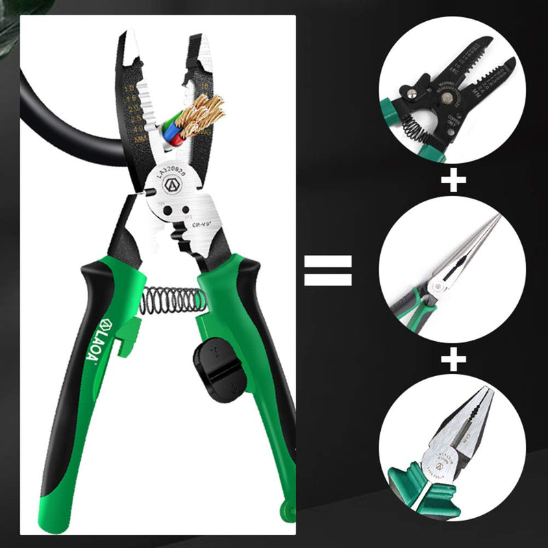  [AUSTRALIA] - LAOA Wire Stripper 9 Inch Cable Cutters 1-4mm² Stripping Wood Screw M3 M4 Nail Cutting Crimping Electrician Hand Tools 320929 LA320929