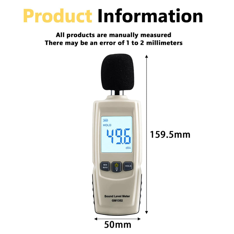  [AUSTRALIA] - Decibel Meter: Sound Level Meter Digital Sound Level Meter Portable dB Meter Device 30-130 dB(A) dB Meter with LCD Display, MAX/MIN Noise Meter Sound Monitoring Tester with Batteries