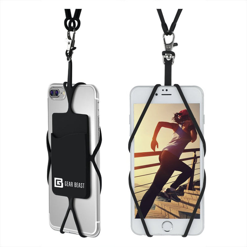  [AUSTRALIA] - Gear Beast Universal Cell Phone Lanyard Compatible with iPhone, Galaxy & Most Smartphones Includes Phone Case Holder with Card Pocket, Silicone Neck Strap