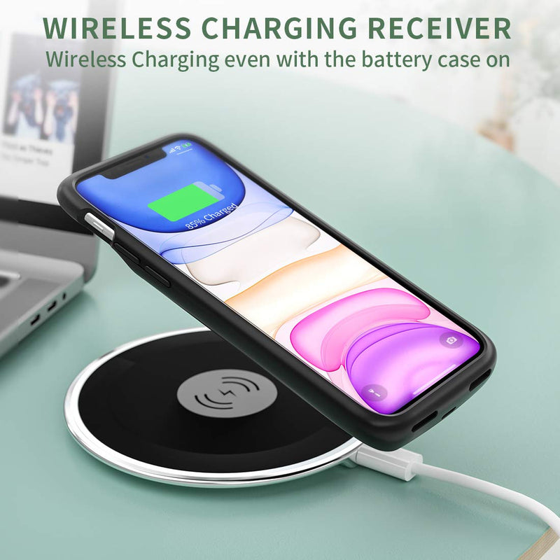  [AUSTRALIA] - NEWDERY Battery Case for iPhone 11 Qi Wireless Charging Compatible, 5000mAh Extended Battery Pack Rechargeable Protective Charger Case for iPhone 11 (6.1 inches) Black