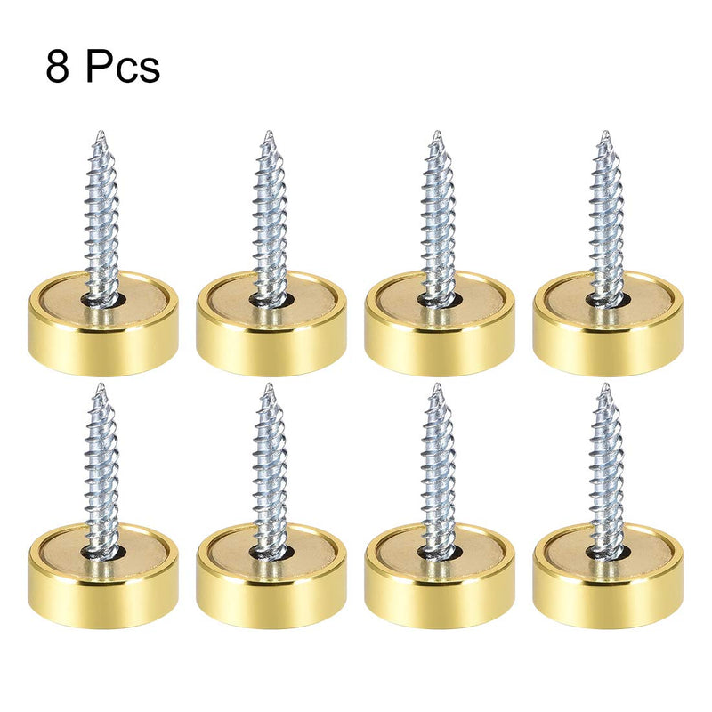  [AUSTRALIA] - uxcell Mirror Screws Decorative Cap Cover Nails Polished Gold 16mm 8pcs