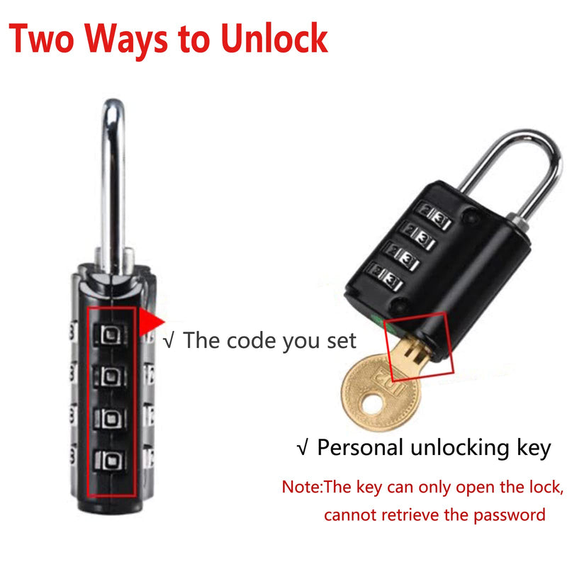  [AUSTRALIA] - 2 Pack Combination Padlock, 4 Digit Resettable Outdoor Waterproof Padlock with Keys, Combo Lock for School, Sports or Gym Locker, Employee Locker, Fence, Gate, Case, Toolbox, Hasp Storage Black/Silver