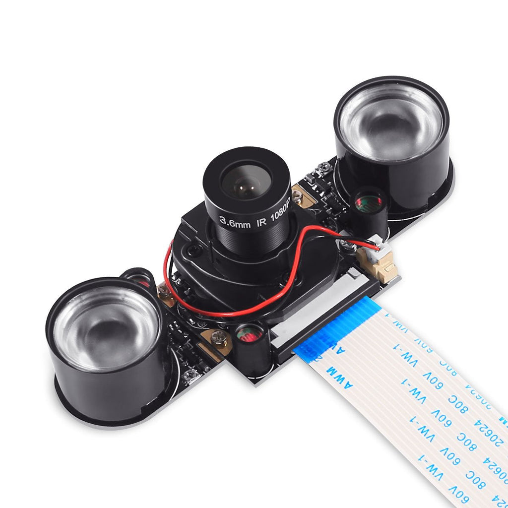  [AUSTRALIA] - DORHEA Raspberry Pi 4 Camera Module Automatic IR-Cut Sensor Day/Night Vision Video Webcam HD 5MP 1080P OV5647 Adjustable Focus with IR Sensor LED Light for Raspberry Pi 3 B+ 4B 2 Model B/B+ / A/A+ module+led