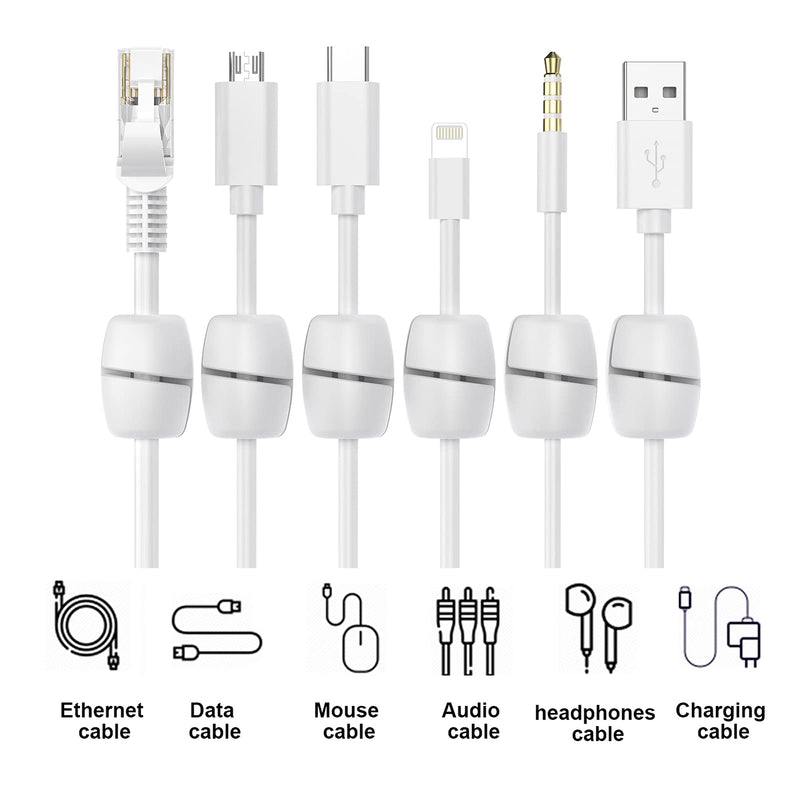  [AUSTRALIA] - SOULWIT 16Pcs Barrel-Shaped Cable Holder, Cable Management Sticky Cord Organizer Clips Silicone Self Adhesive for Desktop Bedside USB Charging Cable Power Cord Wire PC Office Home (White) White