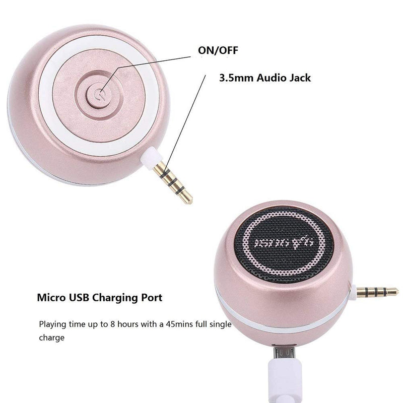  [AUSTRALIA] - Mini Portable Speaker with 3.5mm Aux Input Jack, 3W Mobile Phone Line-in Speaker for iPhone iPad iPod Tablet Cell Phones, Gifting for Girls/Kids, Rose Gold
