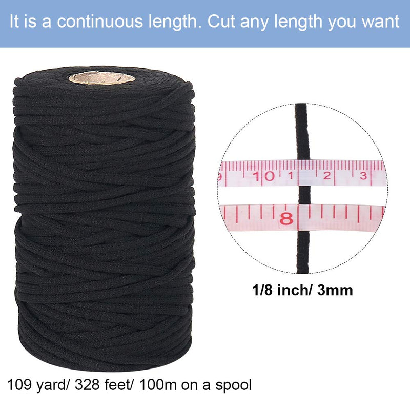 Soft Black Elastic Cord String 1/8 inch 109 Yard for Mask Making, 3mm Round Stretchy Band Rope for Homemade Ear Loops Sewing DIY Crafts - LeoForward Australia