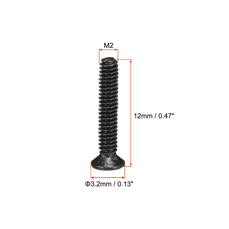  [AUSTRALIA] - uxcell M2 x 12mm Phillips Screw Fastener Black for Laptop PC TV Fan Switch 150pcs M2x12mm