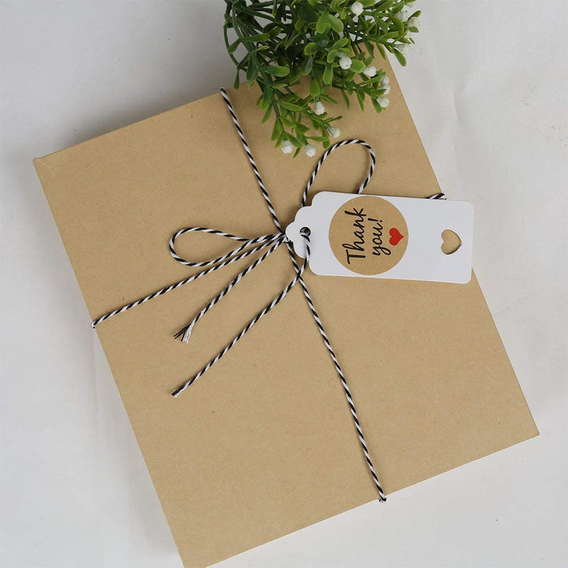  [AUSTRALIA] - Tenn Well Bakers Twine, 656 Feet 2mm Striped Cotton Twine Ribbon for Gift Wrapping, Baking, Crafting and Festival Decoration (328 Feet/Roll) Black + Red