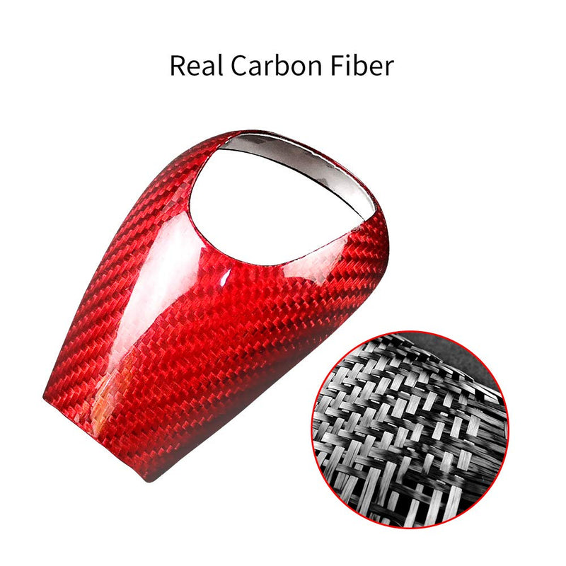 AIRSPEED Carbon Fiber Gear Shift Knob Cover Trim for BMW M3 M5 M6 Accessories(Red) - LeoForward Australia