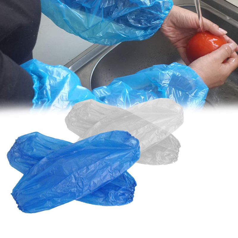  [AUSTRALIA] - AKOAK 100 Pcs/set Disposable Plastic PE Arm Cover, Household Kitchen Hotel Cleaning Accessories Waterproof Sleeve Adult Arm Sleeve Long Sleeve