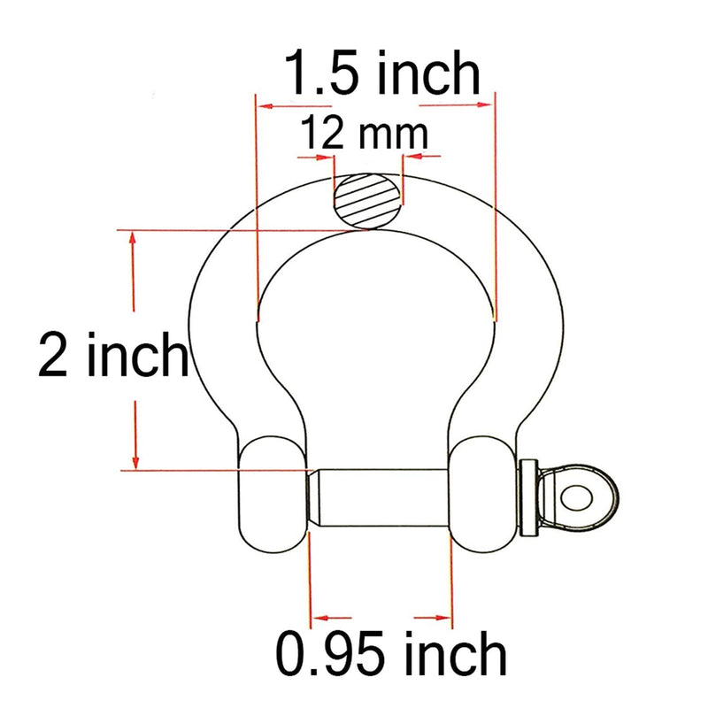  [AUSTRALIA] - 1 Pcs 1/2 Inch 304 Stainless Steel D Ring Shackles 12 mm Screw Pin Anchor Shackle for Traction Steel Wire, 12 mm