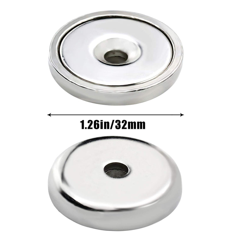 LOVIMAG Neodymium Cup Magnets with 95 LBS Pull Capacity Each - Dia 1.26" - w/Matching Strikers and Screws - Strongest Round Base Magnets 32mm 12+12p - LeoForward Australia