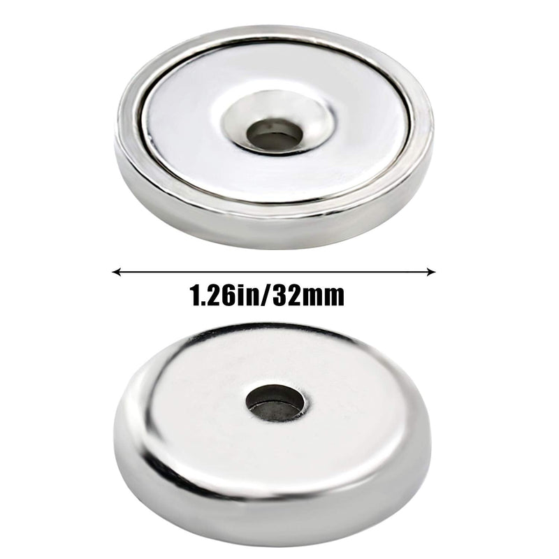  [AUSTRALIA] - LOVIMAG Neodymium Cup Magnets，95 lbs Holding Force Strong Rare Earth Magnets with Countersunk Hole and Matching Iron Sheet and Screw Ideal for Holding Tools Lifting, Hanging, Diameter 1.26 inch 32mm 12+12p