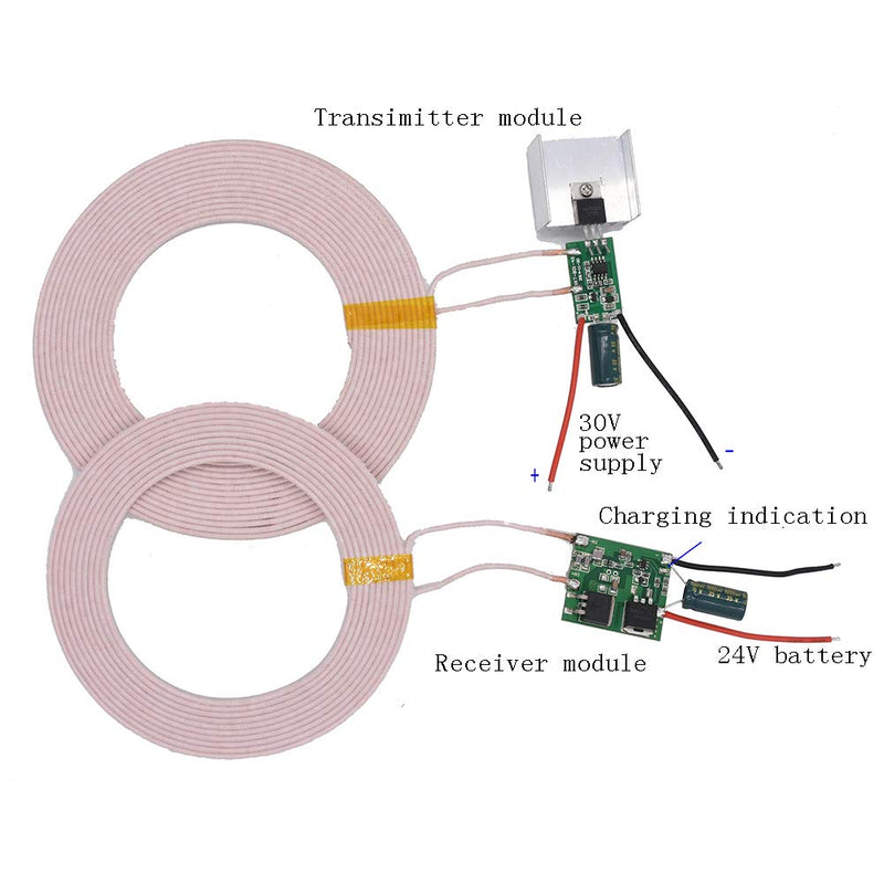  [AUSTRALIA] - Taidacent Input 32V Receive Output 24V 2A High Power Wireless Inductive Coil Wireless Inductive Modules Wireless Transmitter and Reveiver Power Supply Module Can Directly Charge for Battery