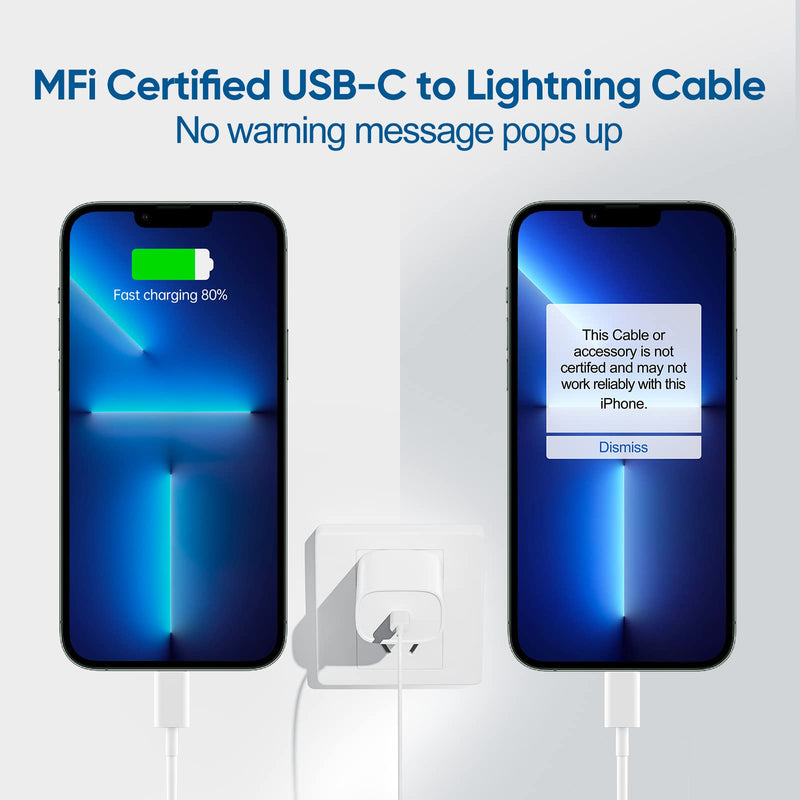  [AUSTRALIA] - iPhone Fast Charger, 【Apple MFi Certified】10 FT Long USB C to Lightning Cable Cord with 20W iPhone Charger Fast Charging Block for iPhone 14 Pro Max/14 Pro/14 Plus/14/13 12 11 Pro Max Mini, iPad,2Pack white