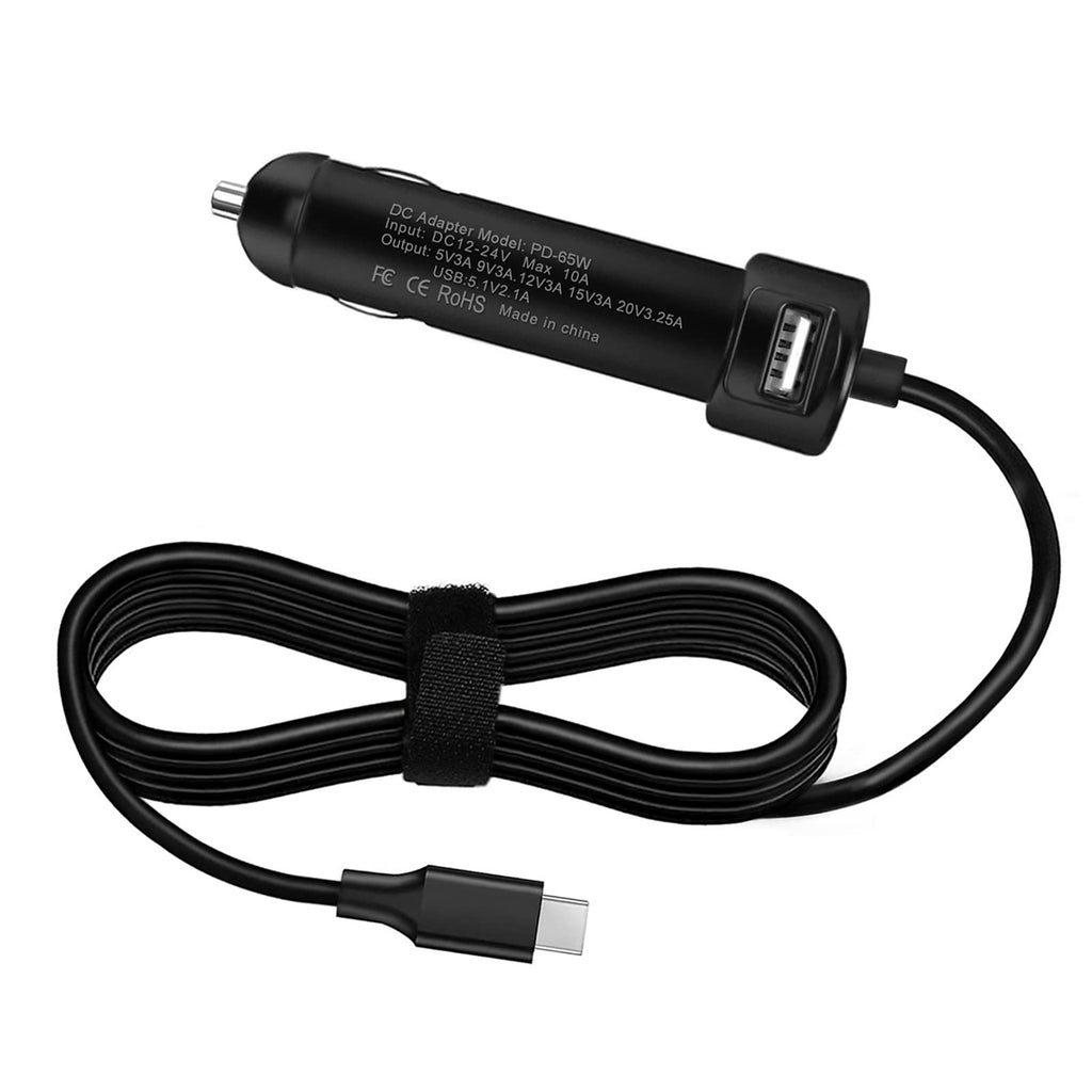  [AUSTRALIA] - 12-24V DC 65W USB C Car Charger for Dell Latitude 13 14 15 5430 7210 Dell Precision 3570 Dell XPS 13 Plus Laptop Power Supply Lenovo Asus HP Acer 65W Car Charger