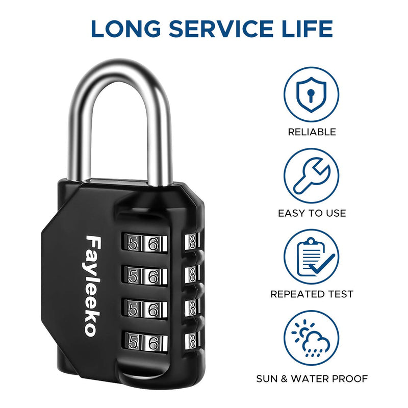  [AUSTRALIA] - Combination Lock, 4 Pack, 4 Digit Combination Padlock for School Gym Sports Locker, Fence, Toolbox, Case, Hasp Cabinet Storage Black