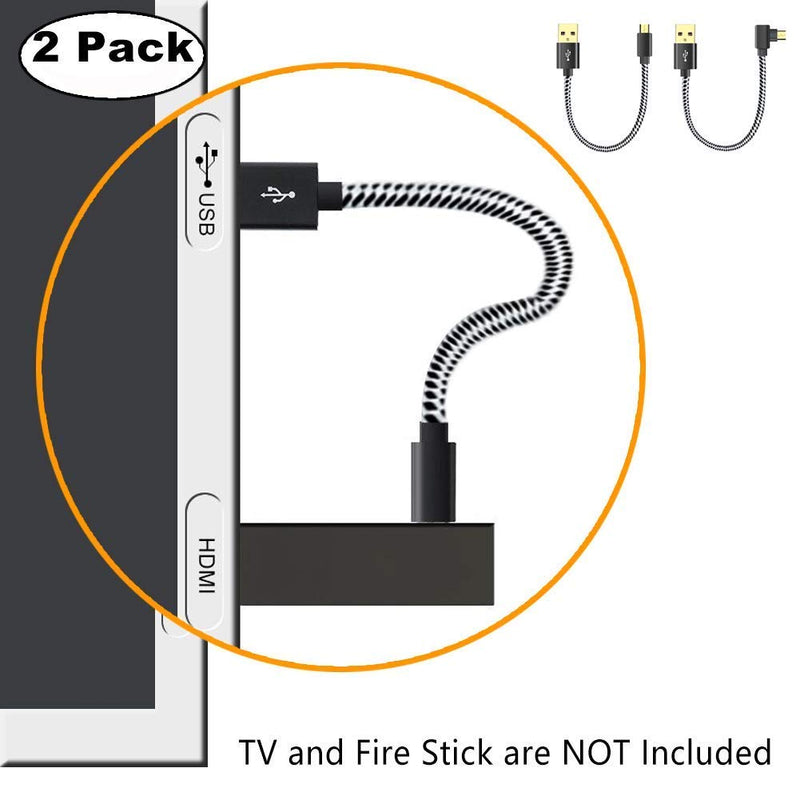  [AUSTRALIA] - USB Power Cord for Fire TV Stick Power up Your Fire TV Stick Form Your TV's USB Port, USB Cable for Fire TV Stick/Chromecast/Roku Stick, 2 Pack 8 Inch (1 Straight 1 Angle)