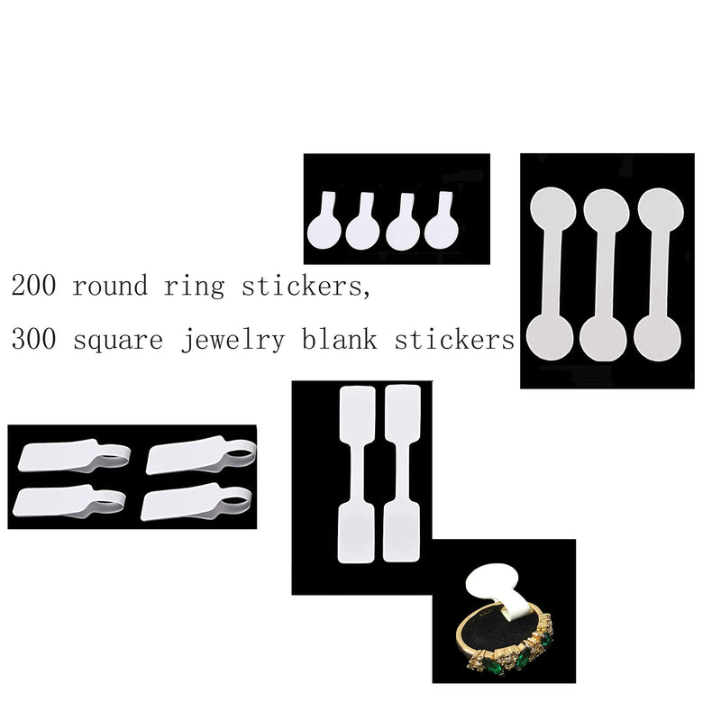  [AUSTRALIA] - 500 Pcs Different Size Blank Jewelry Stickers Tags Necklace Ring Jewelry Labels Paper Round Rectangle Blank Labels Stickers… White,03