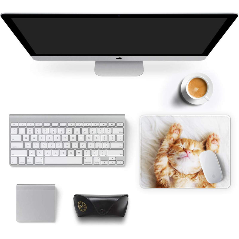  [AUSTRALIA] - Auhoahsil Mouse Pad, Square Animal Theme Anti-Slip Rubber Mousepad with Stitched Edges for Office Gaming Laptop Computer Men Women Girls Kids, Cute Customized Pattern, 9.8" x 7.9", Sleeping Cat Design Cute Kitty Square - 10.2 x 8.7 Inch