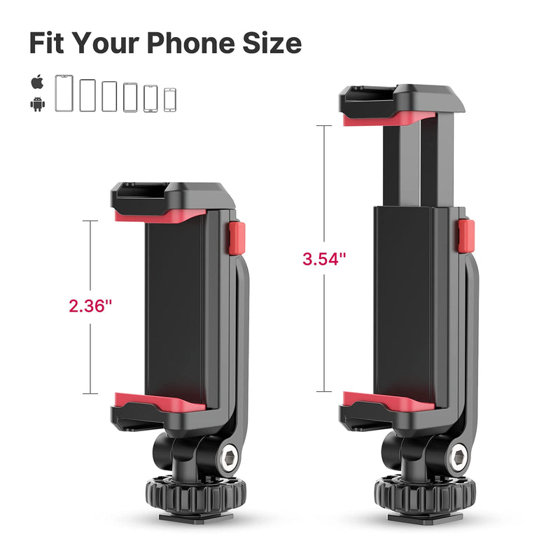  [AUSTRALIA] - ULANZI Phone Tripod Mount ST-06S, Universal Smartphone Mount Adapter with 2 Cold Shoe, 360° Rotates and Adjustable Cell Phone Clip Clamp Holder, Compatible with iPhone, Samsung Galaxy and All Phones…