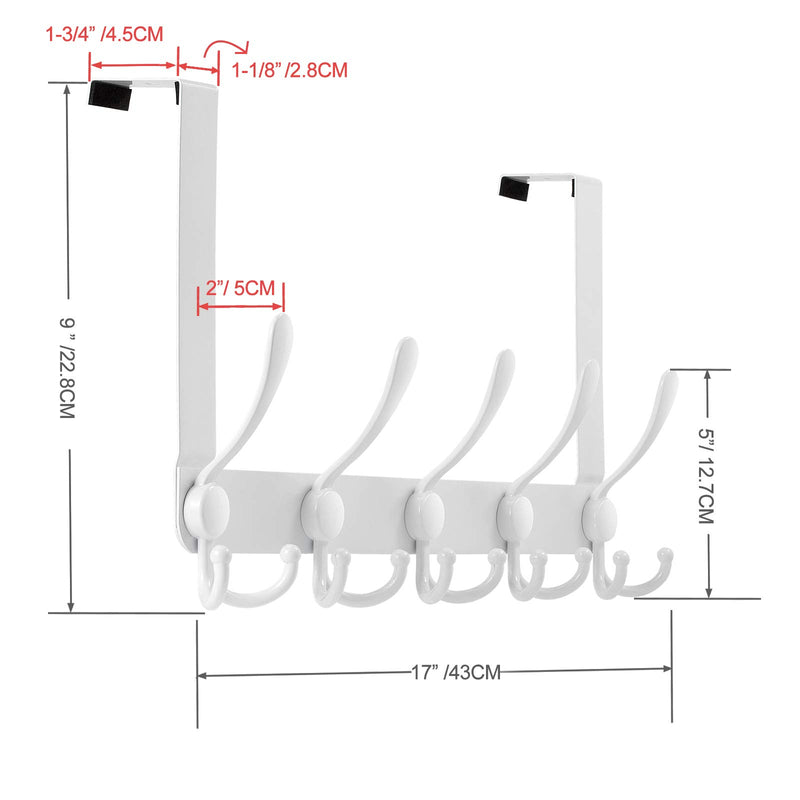 AKNERTLGE Over The Door Hook Hanger, Stainless Steel Heavy Duty Over Door Hanger Rack Hooks for Coats Hats Robes Towels Hanging, Bathroom Organizer Towel Rack 15 Hooks(White) White - LeoForward Australia