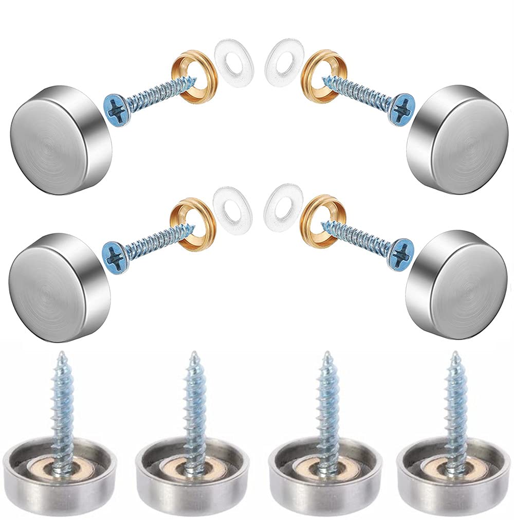  [AUSTRALIA] - 8pcs Mirror Screws Decorative Cap Silver Color Cover 5/8"(16mm) Stainless Steel Advertising Hardware Screw Cap Cover Nails Decorative Mirror Screw Fasteners 16mm 8