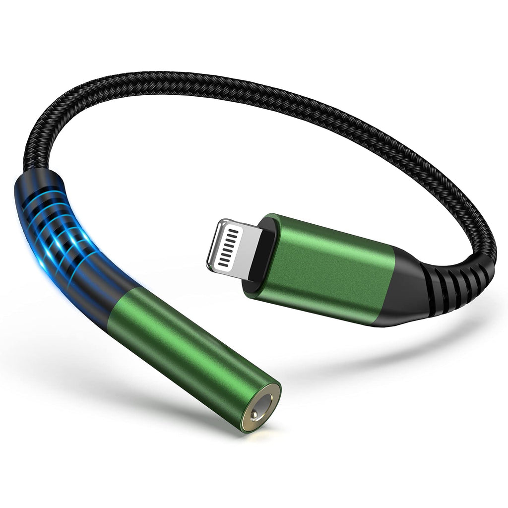 [AUSTRALIA] - MOOU Lightning to 3.5mm Adapter, [ MFi Certified] iPhone Headphone Jack Adapter Lightning to Aux Audio Dongle Cable Compatible with iPhone 13/12 Mini/12 Pro/11/11 Pro/11 Pro Max/SE/X XR XS 8 7 Green