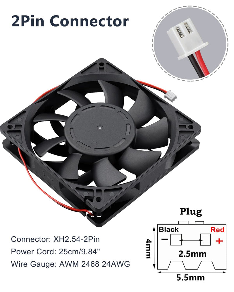  [AUSTRALIA] - GDSTIME 24V DC Brushless Cooling Fan, 120mm Case Fan, Dual Ball Bearings 120mm x 120mm x 25mm Cooler Fan