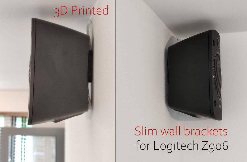 [AUSTRALIA] - 1/4" x 20 Universal Slim Wall Mount Brackets 5.1 for Surround Sound Speaker System Home Theater 3D Printed Compatible with Logitech Z906 Klipsch Monitor Audio Sony Bose Panasonic Boston