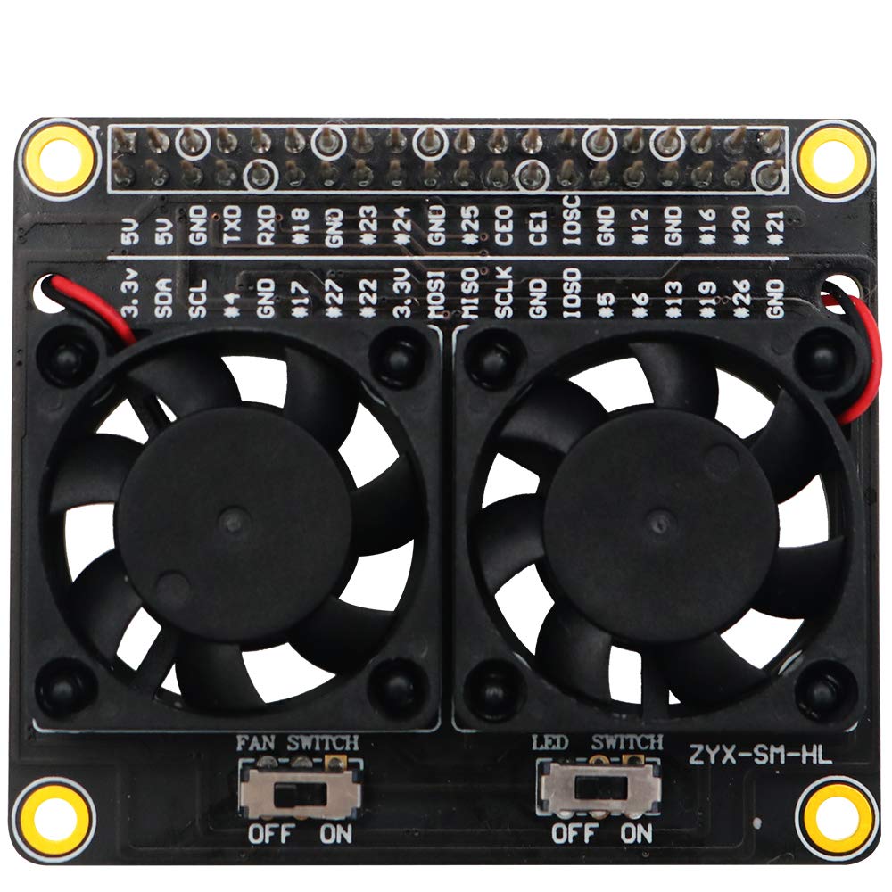  [AUSTRALIA] - Raspberry Pi Fan 4B Dual Cooling Fans and Automatic Discoloration LED, Raspberry Pi GPIO Expansion Board for Raspberry Pi 4B / 3B+ / 3B / 3A+