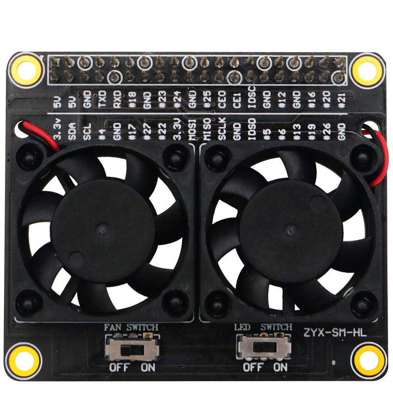  [AUSTRALIA] - Raspberry Pi Fan 4B Dual Cooling Fans and Automatic Discoloration LED, Raspberry Pi GPIO Expansion Board for Raspberry Pi 4B / 3B+ / 3B / 3A+