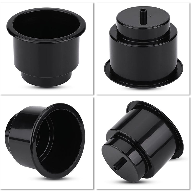  [AUSTRALIA] - Akozon Cup Holder Universal Marine RV Boat Yacht Plastic Drink Cup Bottle Can Holder With Insert Drain Hole(Black) Black