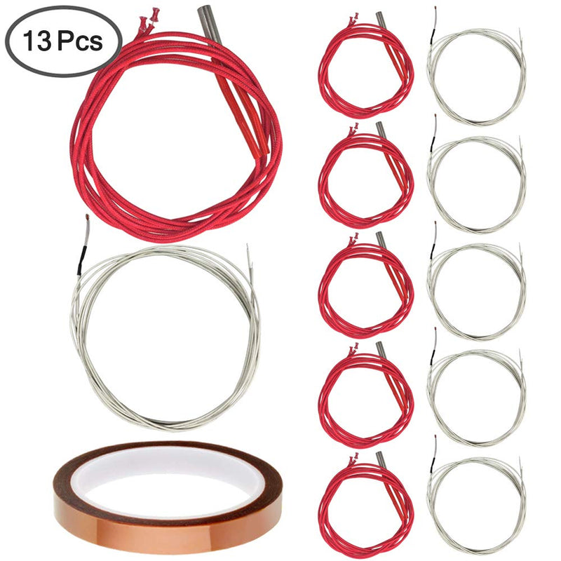  [AUSTRALIA] - AFUNTA 12 PCS 12V 40W 620 Ceramic Cartridge Heater and NTC Thermistor 100K 3950 Fit 3D Printer & Heat High Temperature Resistant Adhesive Polyimide Tape for Electric Task - Red & White