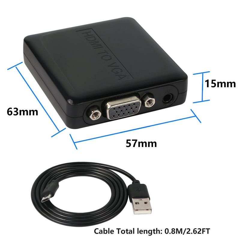  [AUSTRALIA] - SinLoon HDMI to VGA,1080P Mini HDMI to VGA+R/L Converter Audio Video Adapter Box with USB Cable,1920x1200,for PC Laptop Dispaly Projector (HDMI to VGA)