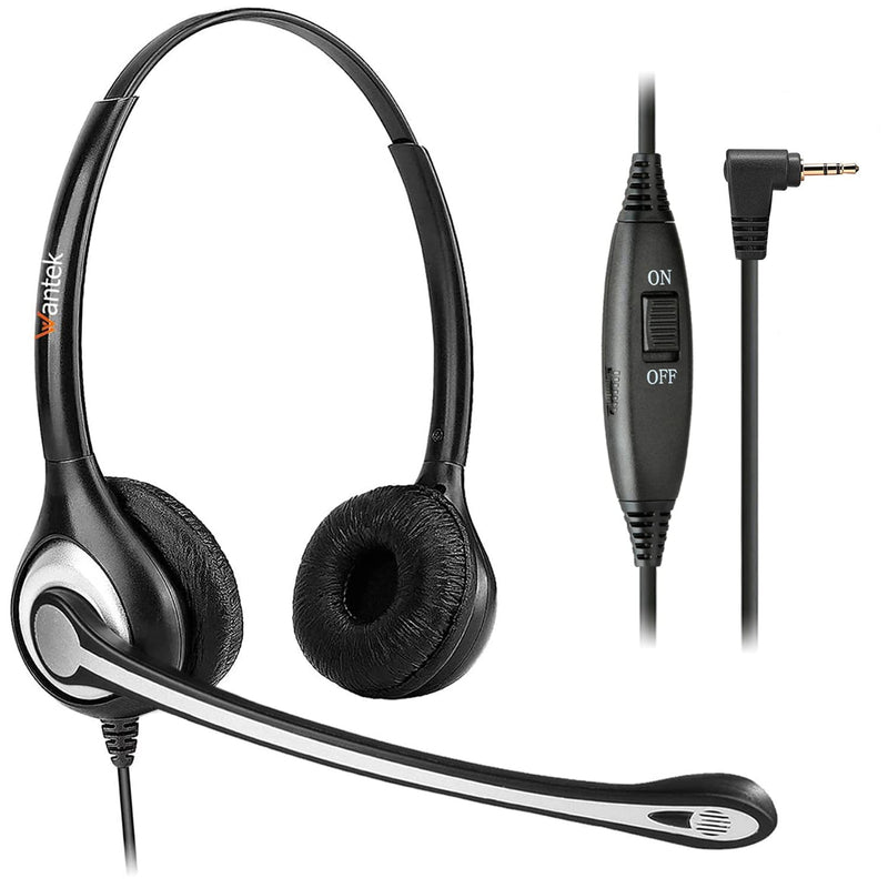  [AUSTRALIA] - Wantek 2.5mm Phone Headset with Microphone Noise Cancelling & Mute Switch, Office Telephone Headset Compatible with Panasonic AT&T ML17929 TL86103 Cisco Linksys SPA303 Vtech IS8151 Cordless Phones