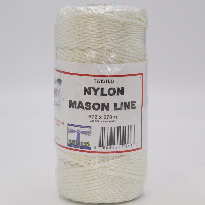  [AUSTRALIA] - Great White Twisted Nylon Seine Twine #72, High Tensile Strength Fiber, Mason Line, Camping, Boating, Fishing, Hunting, Survival, Cable Tie, Crafting, Marine, 100% American Nylon (270 ft) Made in USA