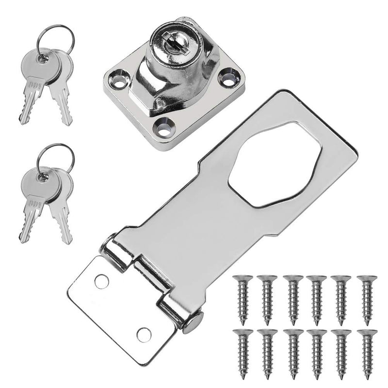  [AUSTRALIA] - 2 Packs Keyed Hasp Locks Stainless Steel,Twist Knob Keyed Locking Hasp for Small Doors, Cabinets and More with a Screwdriver,Chrome Plated (3Inch with Keys) 3Inch Silver