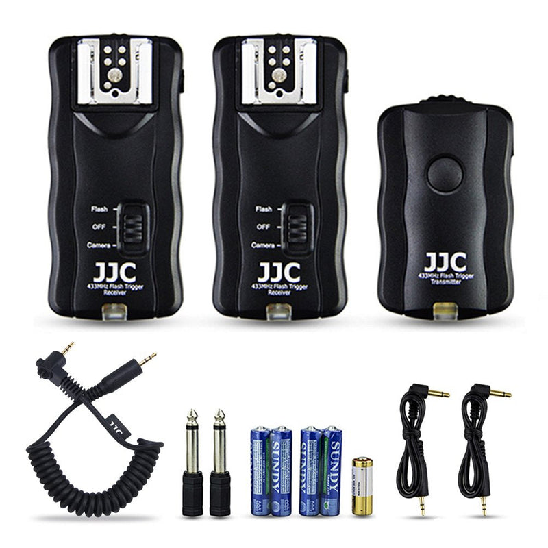  [AUSTRALIA] - JJC 3-in-1 Wireless Flash Trigger & Shutter Remote Control with Two Receivers Kit for Canon Rebel T8i T7i T6i T6 T5i T5 T4i T3i SL2 SL1 EOS 90D 80D 70D 77D 60D RP R With Cable Replaces Canon RS-60E3