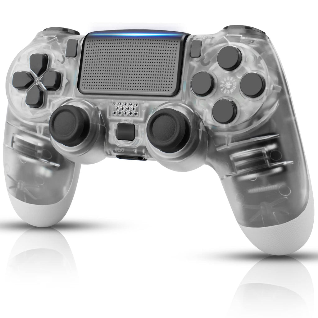 [AUSTRALIA] - Wireless Remote Work with PS4 Controller, AUGEX Clear Controller Compatible with Playstation 4, Game Joystick Control Pa4 Controller for PS4/PC/Pro/Slim with 2 Motors, Touch Pad, Crystal