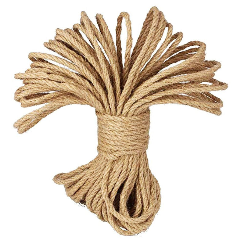  [AUSTRALIA] - 100% Natural Strong Jute Rope 164 Feet 1/4 Inch Hemp Rope String Twine for Crafts DIY Decoration Gift Wrapping