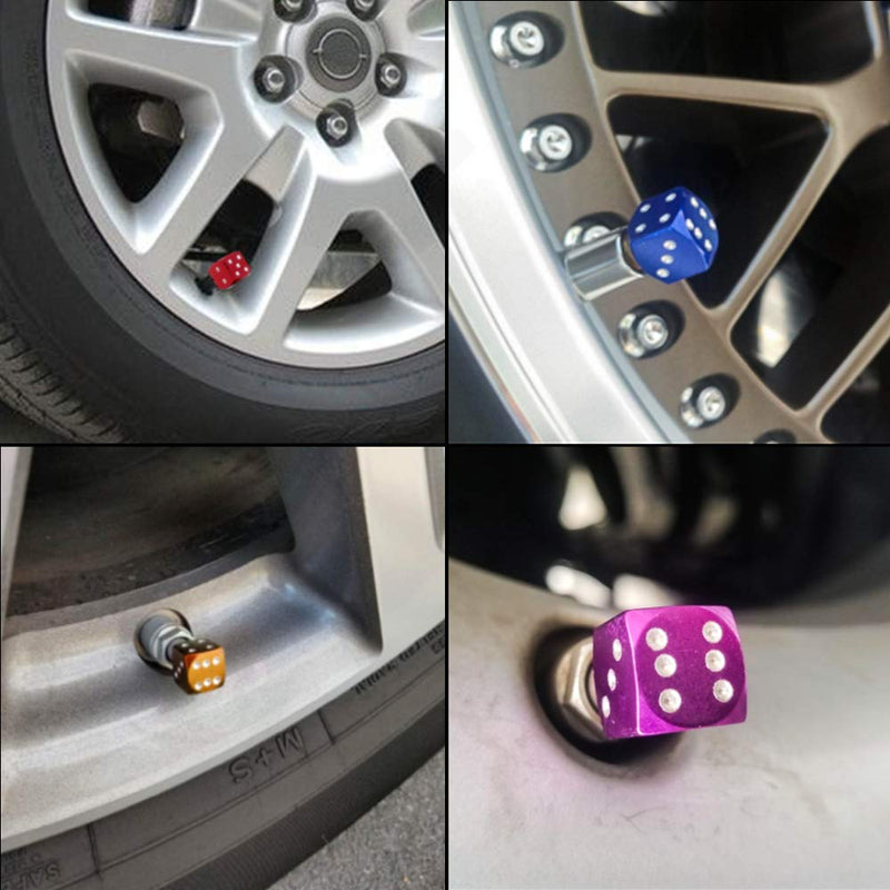  [AUSTRALIA] - Senzeal 5x Aluminum Dice Valve Caps Tire Air Valve Stem Caps Cover for Car Trunk Bike Bicycle Wheel Blue