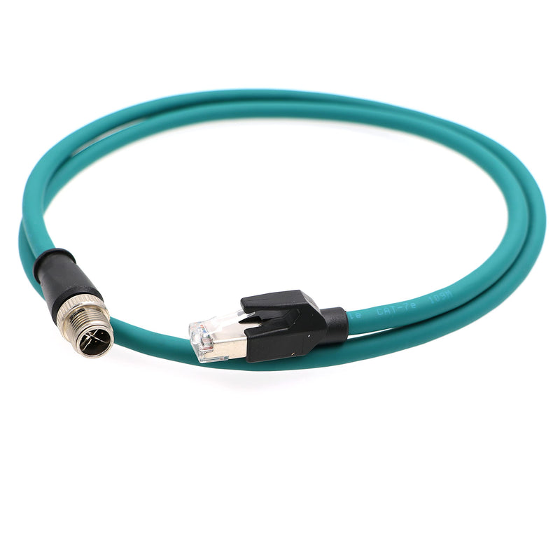  [AUSTRALIA] - M12-RJ45-XCode-Ethernet-Shielded-Industrial M12 8 Pin X-Code Male to RJ45 Cat6a Ethernet Shielded Cable for Cognex Industrial Camera 3.3Ft|1M