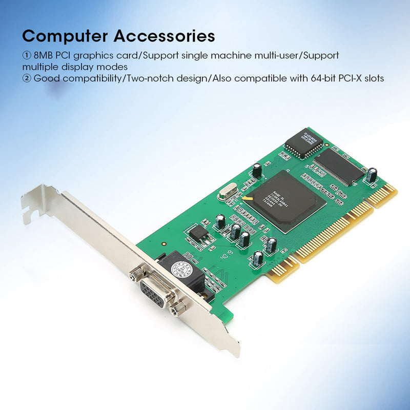  [AUSTRALIA] - 8MB Graphics Card VGA PCI 32Bit for Server, Industrial Computer Multi-Display for ATI Rage XL, 32Bit PCI VGA Video Card, 64Bit PCI-X Universal Video Card for Desktop Computers