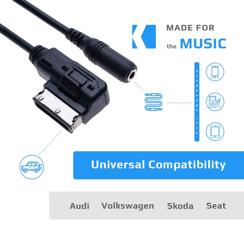 AMI MDI to AUX 3.5mm Female Jack Music Media Interface Cable Adapter | Compatible with Audi A6L Q5 Q7 A8 S5 A5 A4L A3 VW Volkswagen Tiguan GTI CC Skoda Fabia Octavia Vehicle Radio | 3.2ft 39.3'' - LeoForward Australia